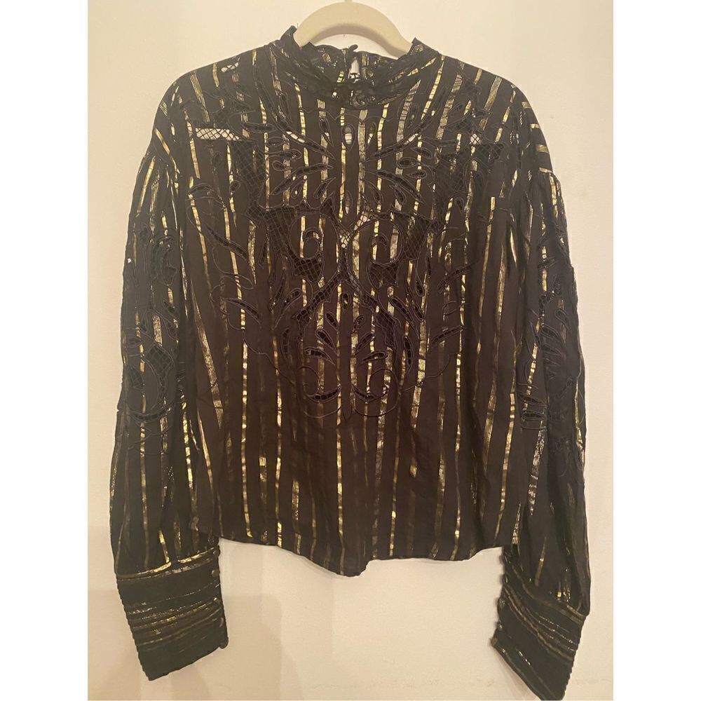 Free people - black blouse embroidery